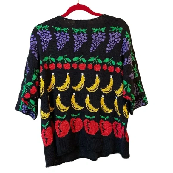 Vintage French Rags Hand-Loomed Fruit Crew Neck Sweater - Picture 10 of 16